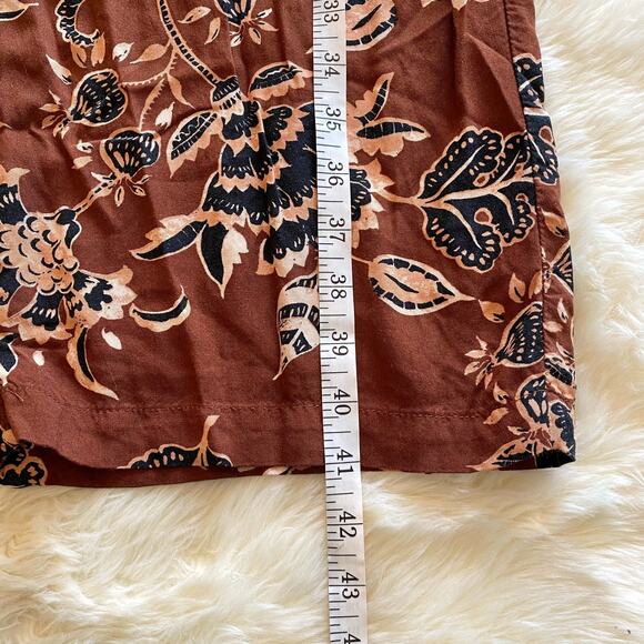 Primark Boho Floral Brown Wide Leg Casual Pants 10 - Picture 5 of 9
